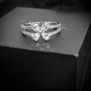Elegant 95 Sterling Silver Women's butterfly Ring
